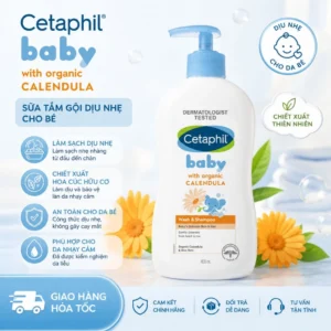 Sữa tắm gội dưỡng ẩm CETAPHIL BABY W&SHAMPOO CALENDULA 400ml dịu lành cho bé hoa cúc hữu cơ
