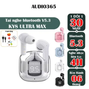 Tai nghe không dây KY8 Ultra Max bản quốc tế, cảm ứng, chống nước IPX7 - Audio365