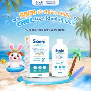 Nước Tắm Thảo Dược Cho Bé Sachi 180ml Hỗ Trợ Làm Dịu Mát Da Giúp Phòng Ngừa Rôm Sảy