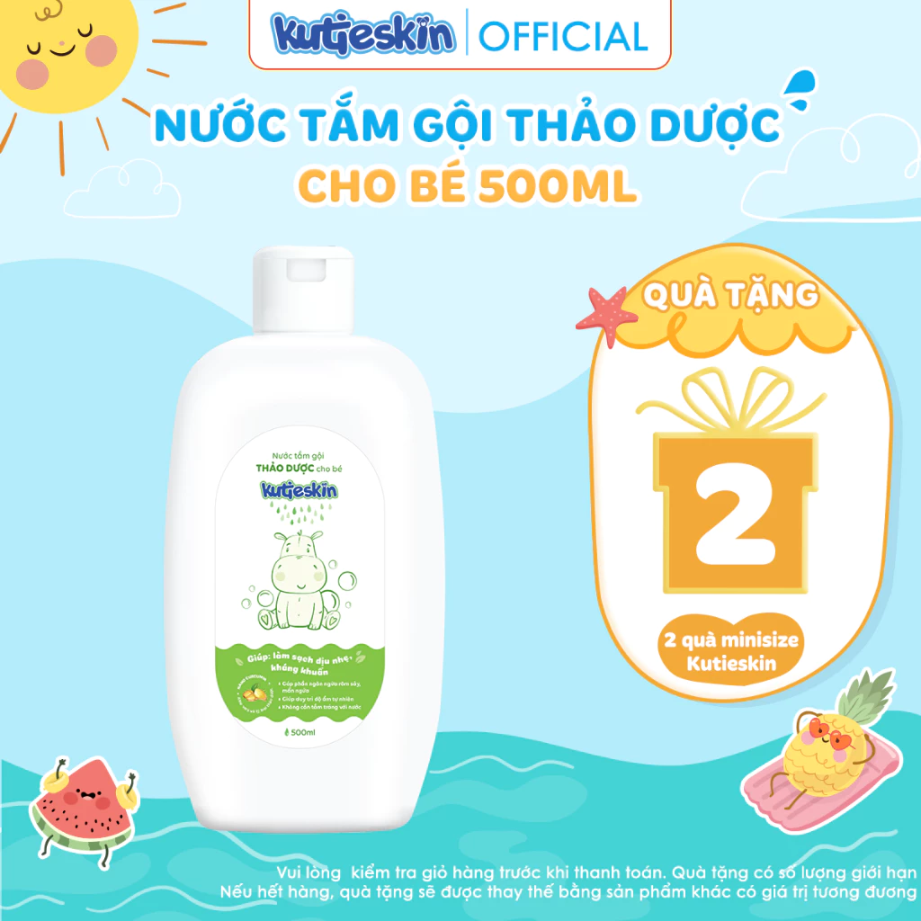 Nước tắm gội thảo dược cho bé Kutieskin 500ml