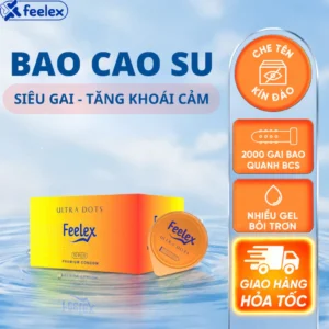 Bao cao su Feelex gân gai, nhiều gel bôi trơn - Hộp 10 bcs