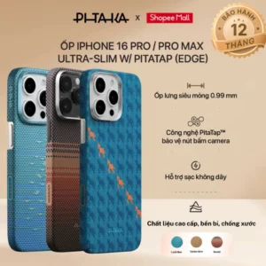[iPhone 16 Pro/ProMax] Ốp lưng Pitaka Ultra-Slim (with PitaTap) siêu mỏng tích hợp nút điều khiển camera