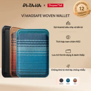 [Magsafe Woven Wallet] Ví vải dệt Pitaka ốp lưng điện thoại tích hợp NFC đựng thẻ cao cấp