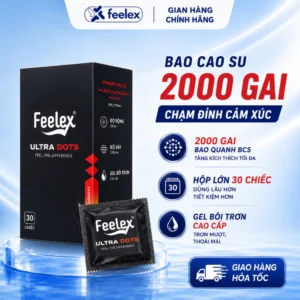 Bao cao su Feelex siêu mỏng, kéo dài thời gian, nhiều gel bôi trơn, gân gai, siêu gai - Hộp 30 chiếc