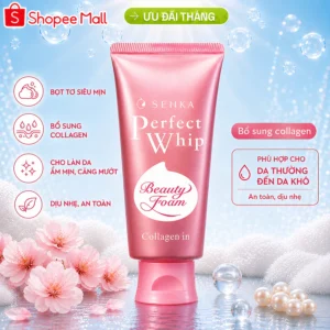 Sữa rửa mặt Collagen Senka Perfect Whip Collagen In 120G ngăn ngừa lão hóa giảm nếp nhăn