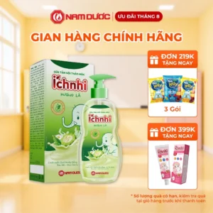 Sữa tắm gội thảo mộc Ích Nhi hương lá, chai 200ml, giúp làm sạch da và tóc trẻ