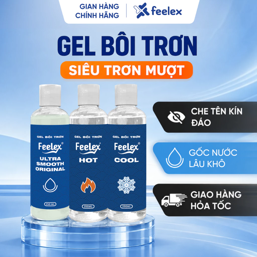 Gel bôi trơn quan hệ Feelex ấm, lạnh, siêu trơn nhiều mùi hương - Lọ 100/250/500ml