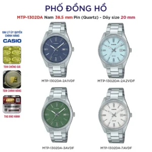 Đồng hồ Nam Dây kim loại Casio chính hãng Anh Khuê MTP-1302DA (Mặt số nhám)