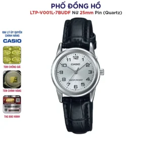 Đồng hồ nữ dây da Casio chính hãng Anh Khuê LTP-V001L-7BUDF