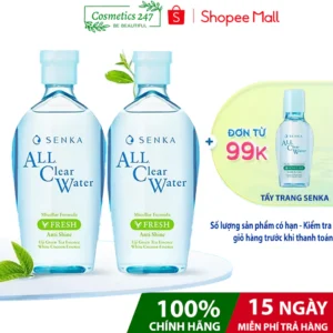 Bộ 02 Nước tẩy trang Micellar Giảm Bóng Nhờn Senka All Clear Water Fresh 230ml/chai