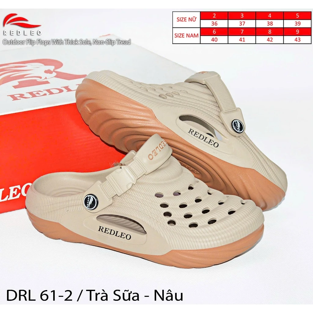 (CHÍNH HÃNG) (Đặt tăng 1 size) Dép sục nam nữ REDLEO_DRL_61 đúc cao su EVA nguyên khối, êm mềm nhẹ bền, không thấm nước